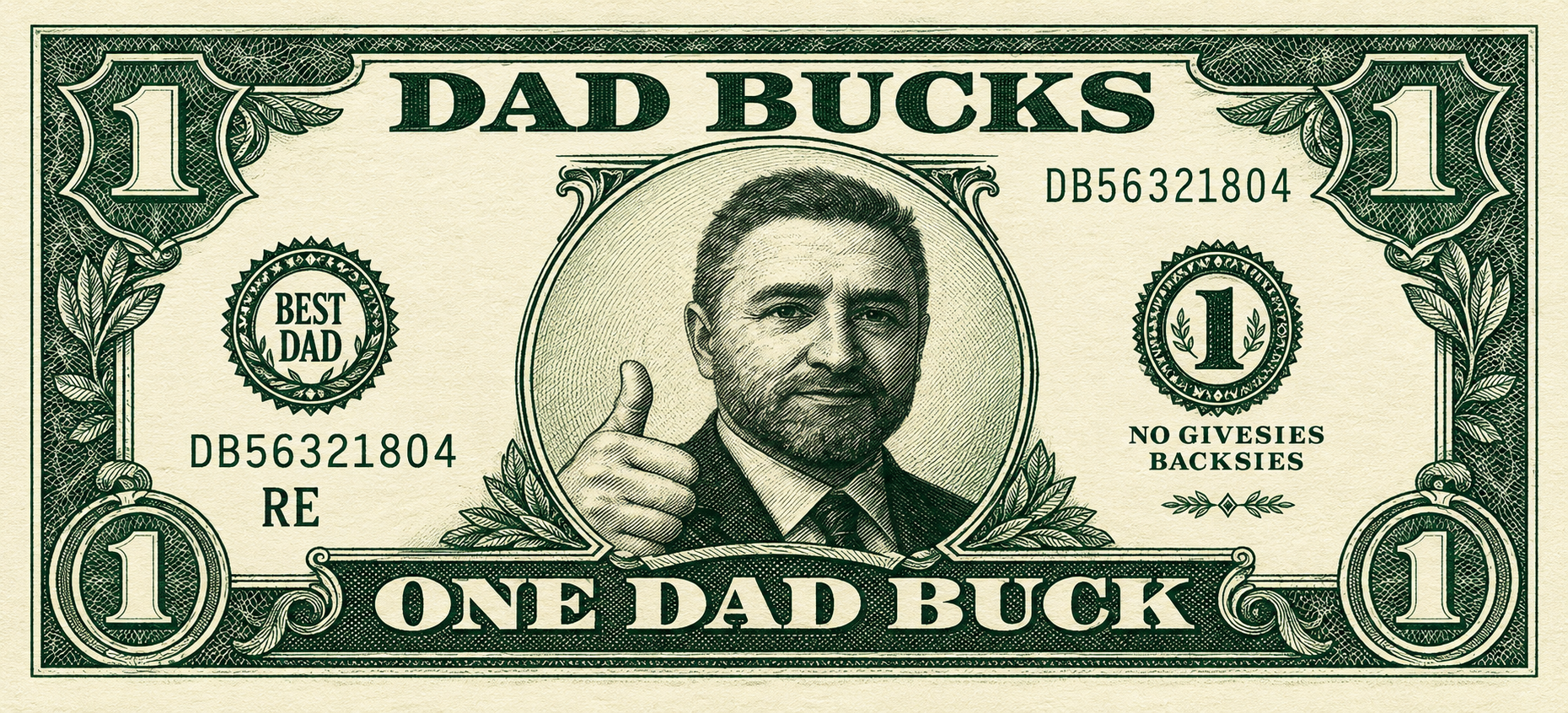 One Dad Buck featuring Dad’s portrait